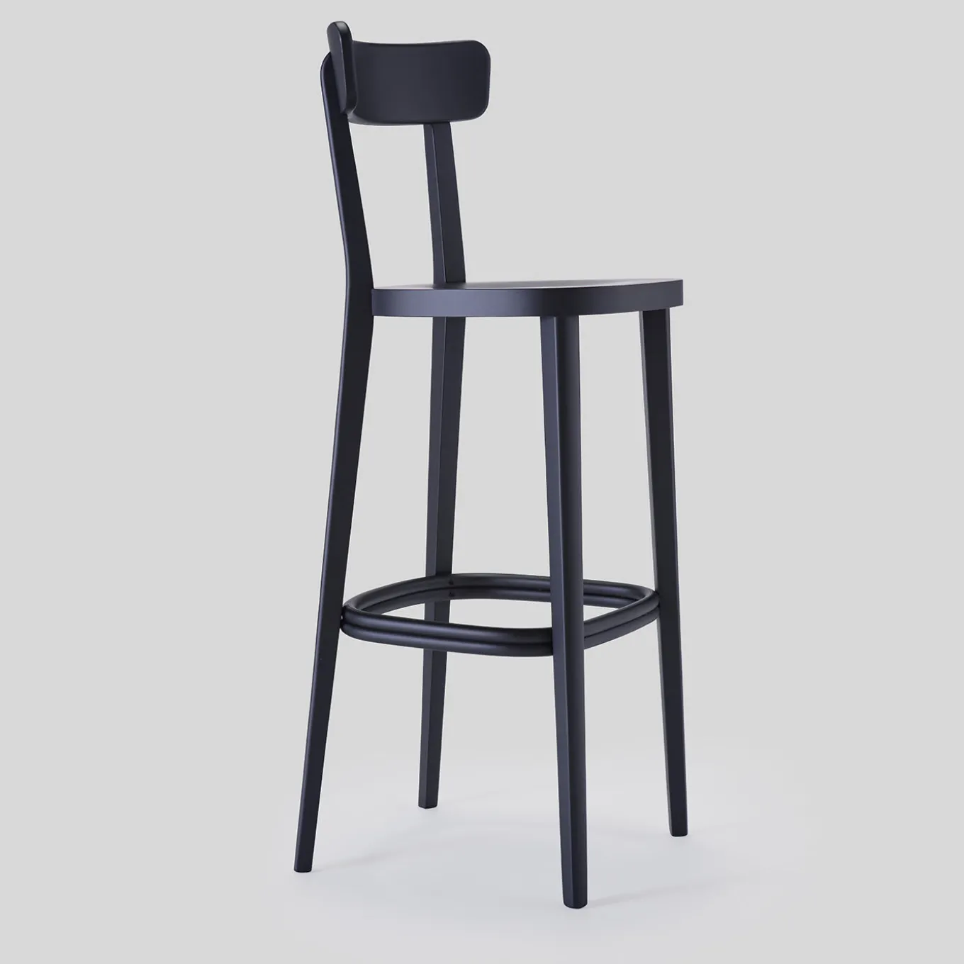 Milano 60s Black Beechwood Bar Stool With Backrest