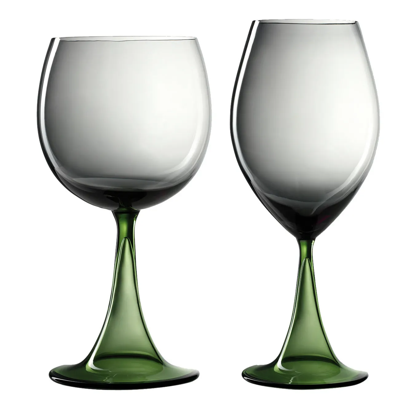 Mille e Una Notte Set of Rosso Riserva and Bourgogne Green Wine Glasses by NasonMoretti and Stefano Marcato