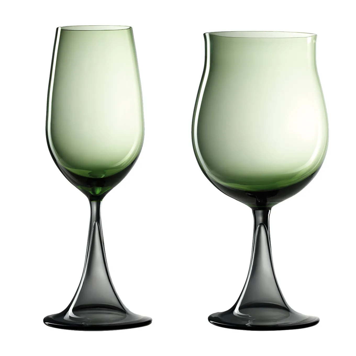 Mille e Una Notte Set of Bourgogne Gran Cru and Riesling Green Wine Glasses by NasonMoretti and Stefano Marcato