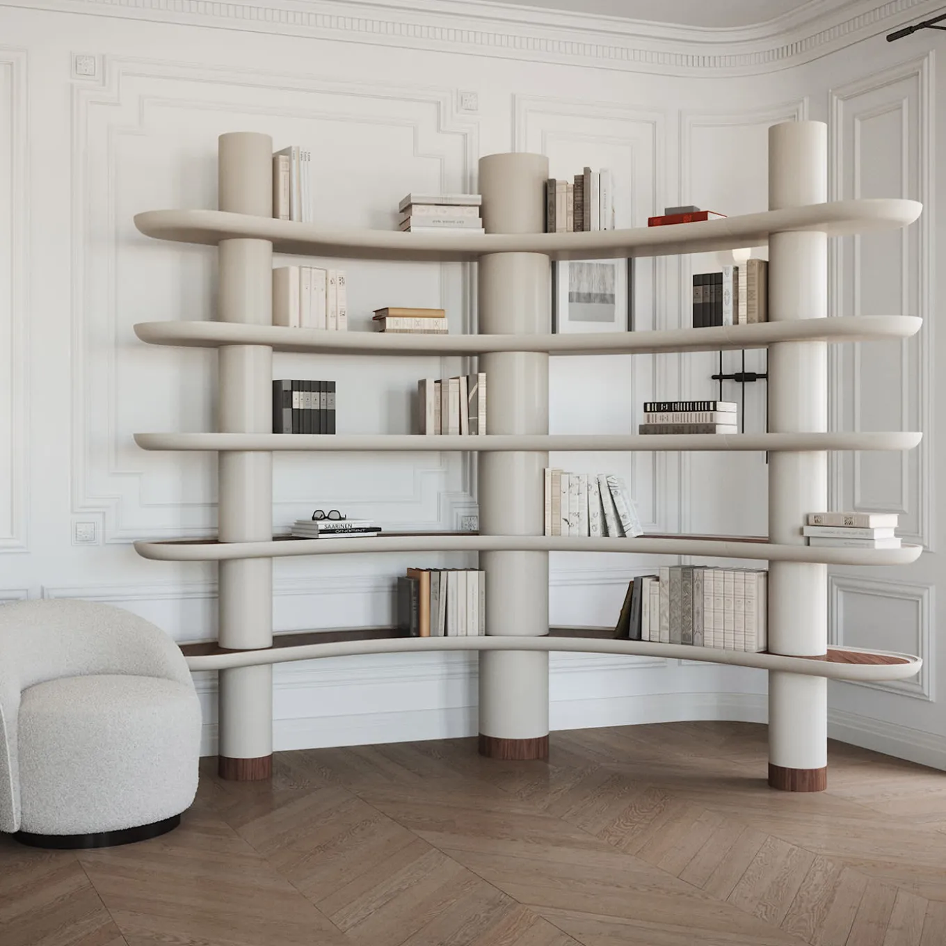 MINA A140 Greige Bookcase