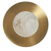 Mini Alabaster Moon Wall Sconce in Satin Brass