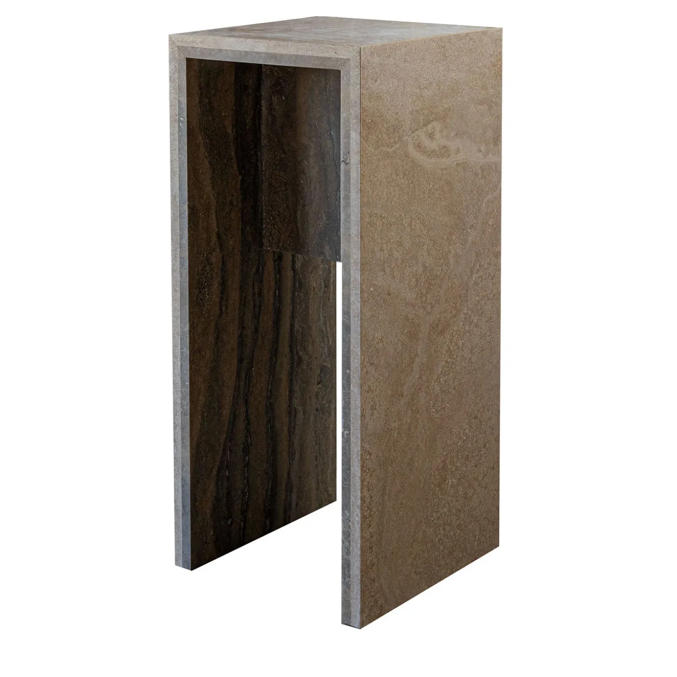 Minimalist Travertine Titanium Console