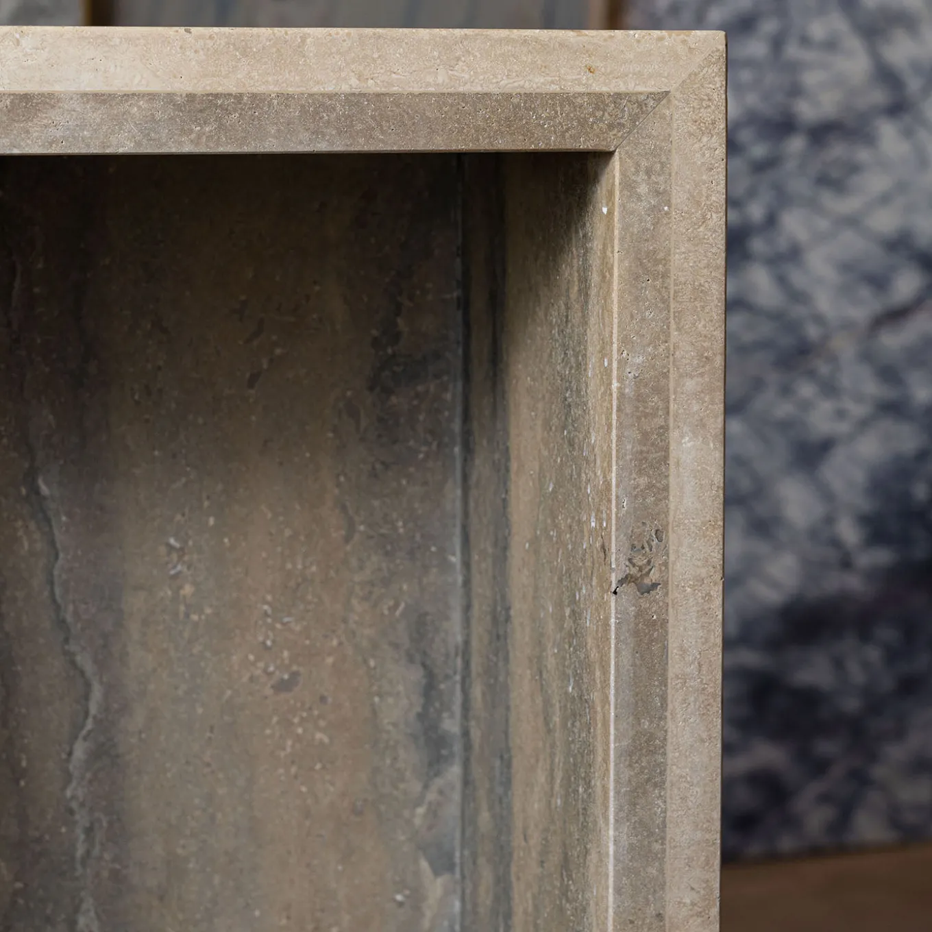 Minimalist Travertine Titanium Console