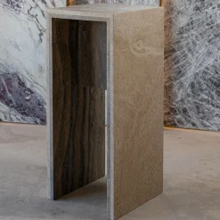 Minimalist Travertine Titanium Console