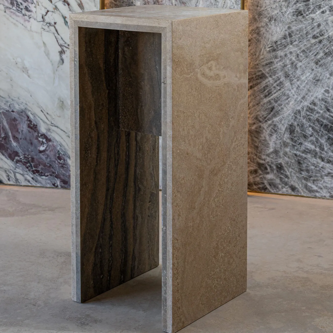 Minimalist Travertine Titanium Console
