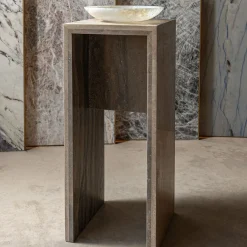 Minimalist Travertine Titanium Console