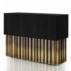 Mirage Vintage with Brass Handmade Sculpture Black Sideboard