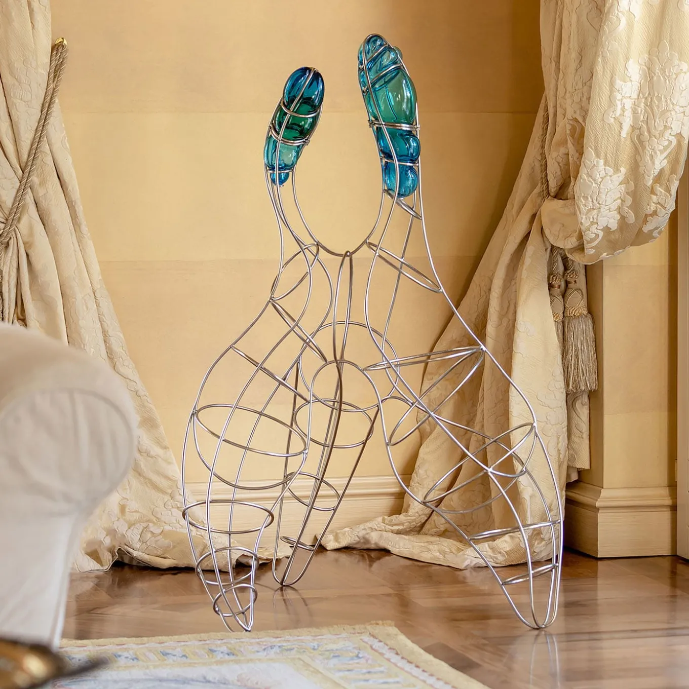 Miss Joushua Metal and Murano Glass Sculpture