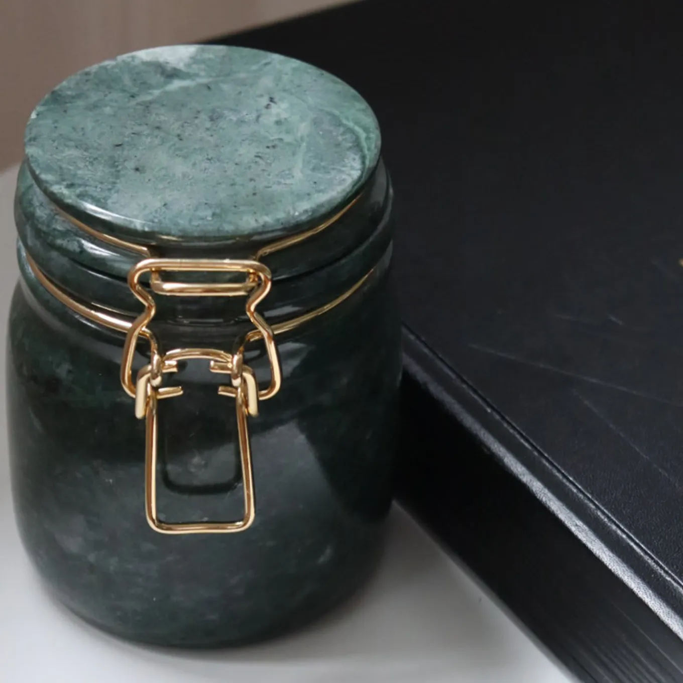 Miss Marble Jar in Green Guatemala Marble by Lorenza Bozzoli