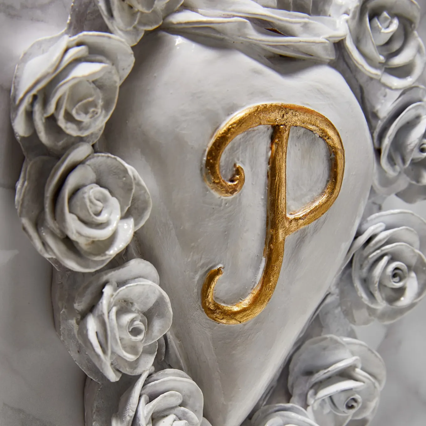 MISS WITH INITIAL WHITE CERAMIC HEART