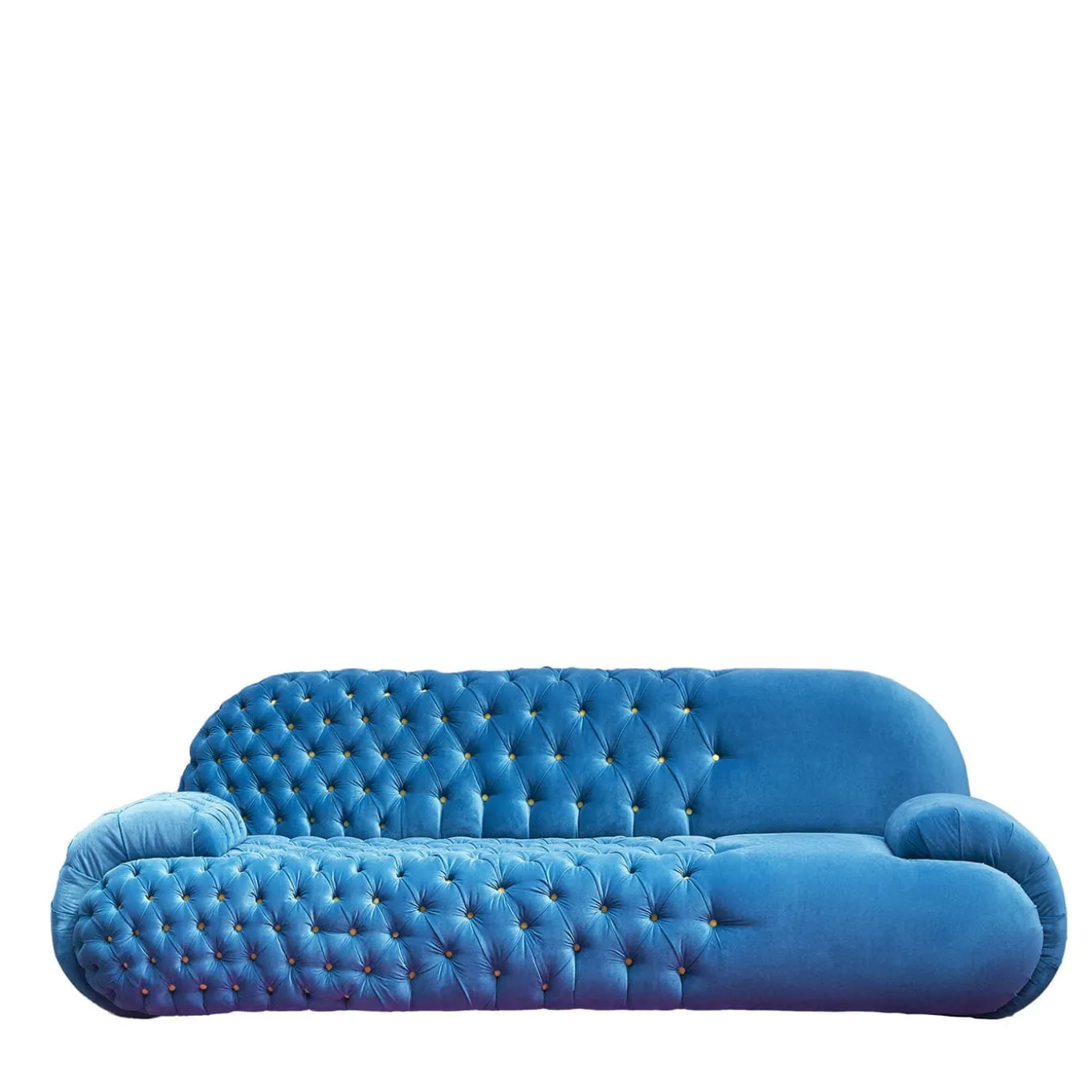 Misstake Button-Tufted Blue Fabric Sofa by Giuseppe Dicecca