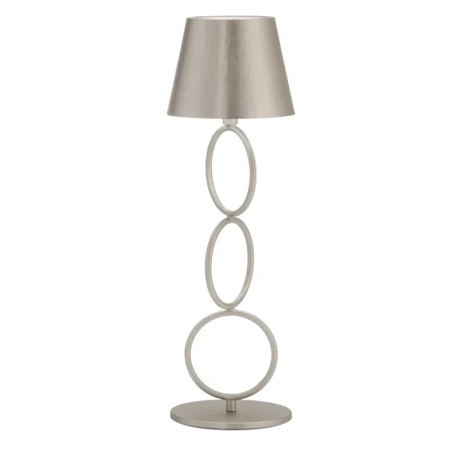 Mizar Rings Antiqued-Silver & Brass Wireless Table Lamp by Harari