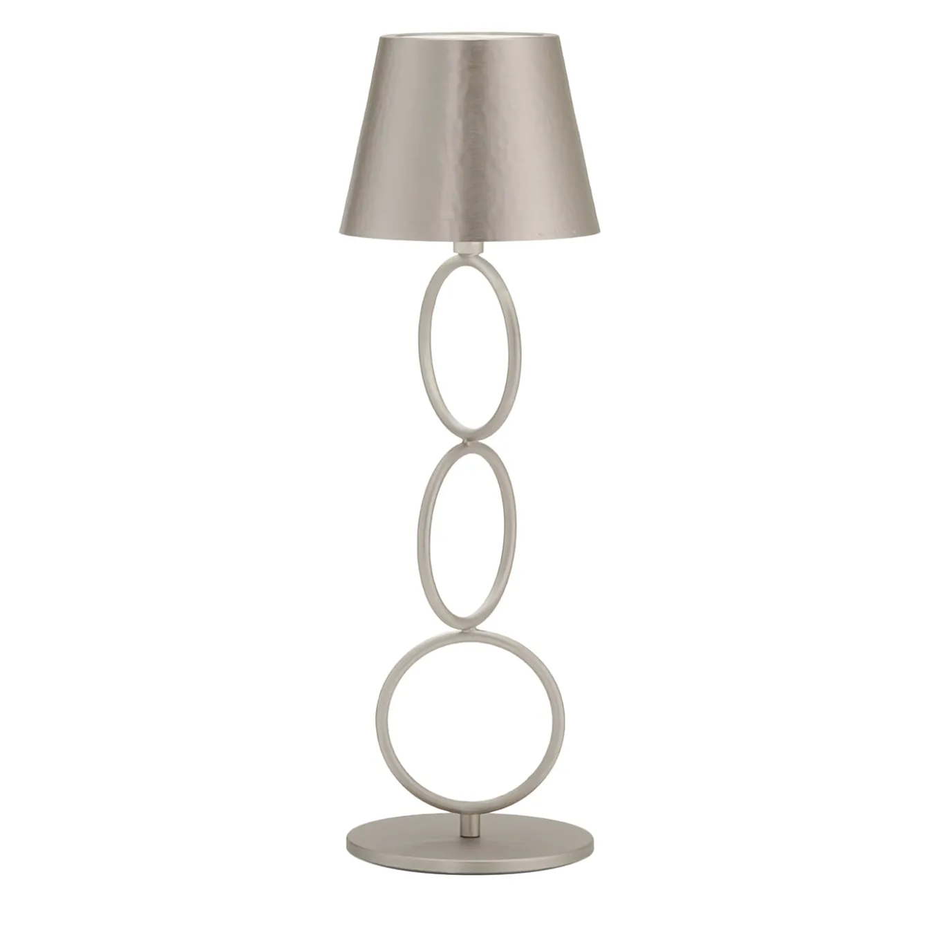 Mizar Rings Antiqued-Silver & Brass Wireless Table Lamp by Harari