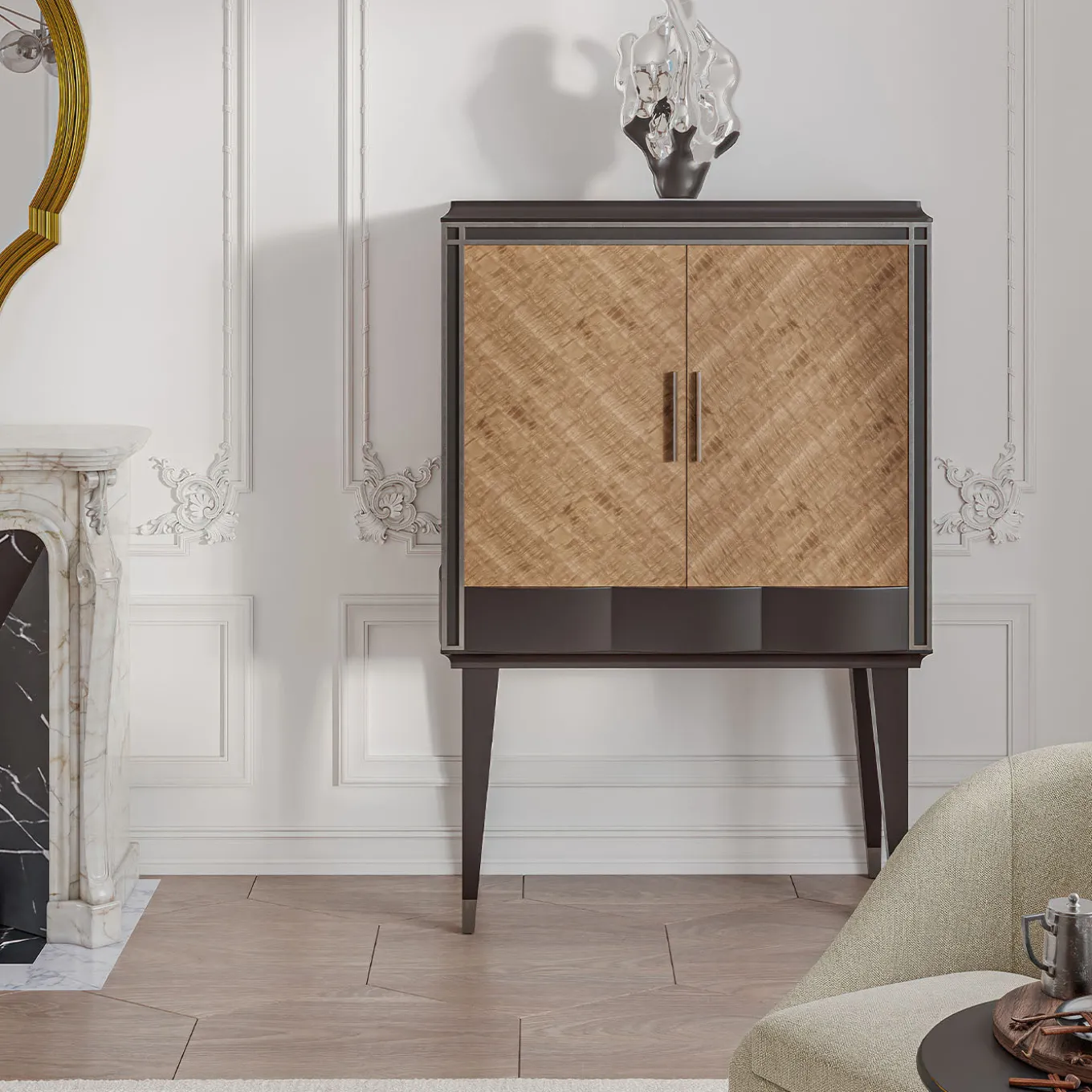 Mocha Eucalyptus Wood Bar Cabinet from Studio Privé Collection