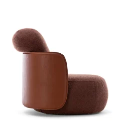 Mochi Brown Leather & Fabric Armchair by Studiopepe