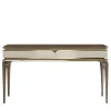 Modern Polished Wood Writing Desk With Gold Accents