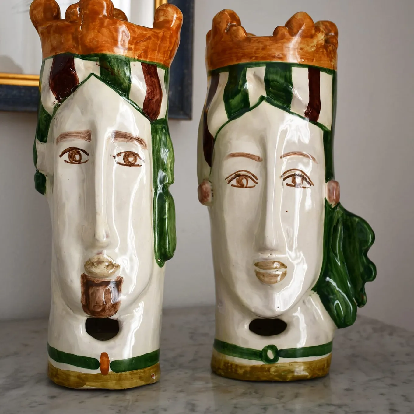 Modigliani Set of 2 Modern Polychrome Moor's Heads