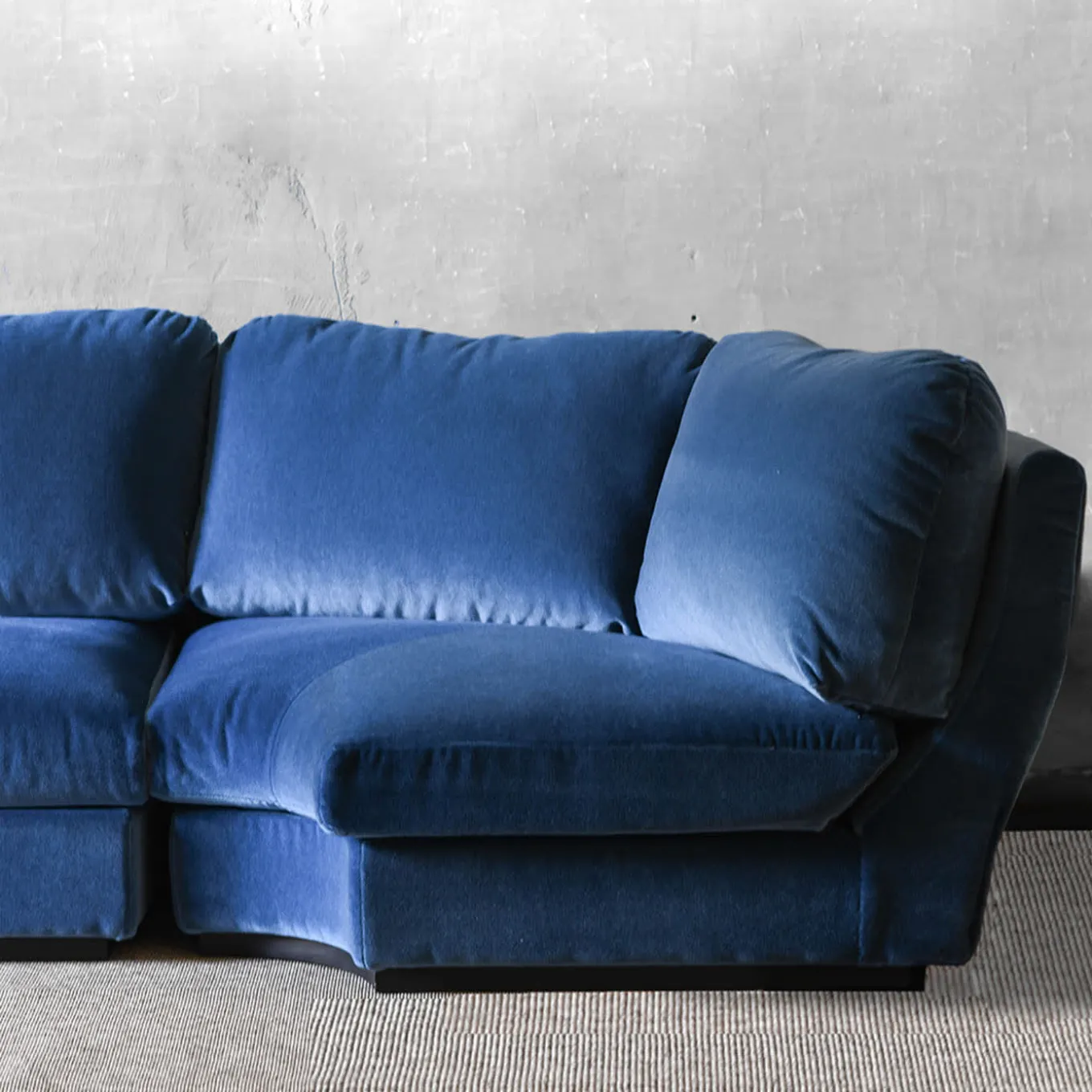 4-Module Blue Velvet Sofa