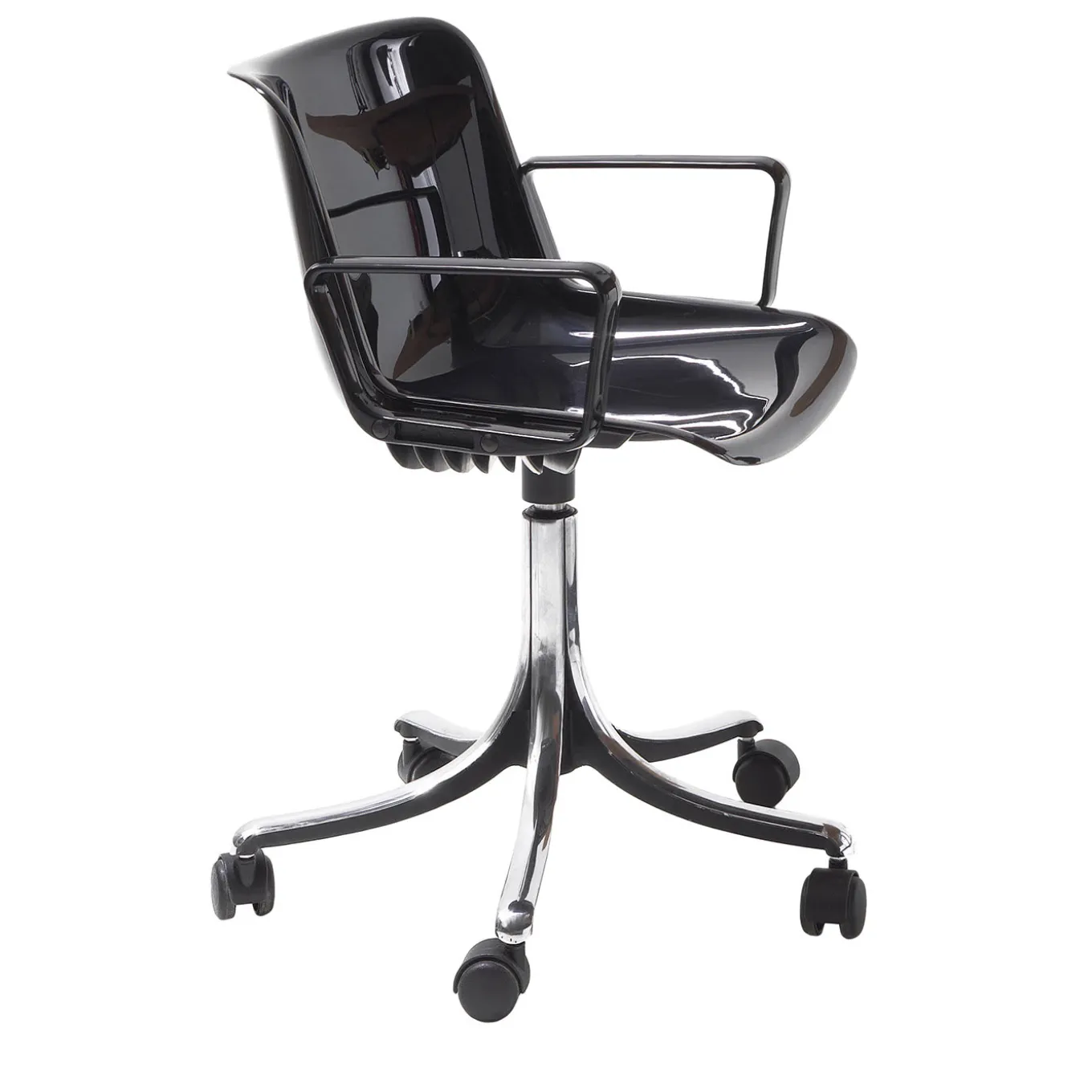 Modus Black Caster Chair with Armrests by Centro Progetti Tecno