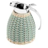 Monceau Green Leather & Rattan Thermal Carafe