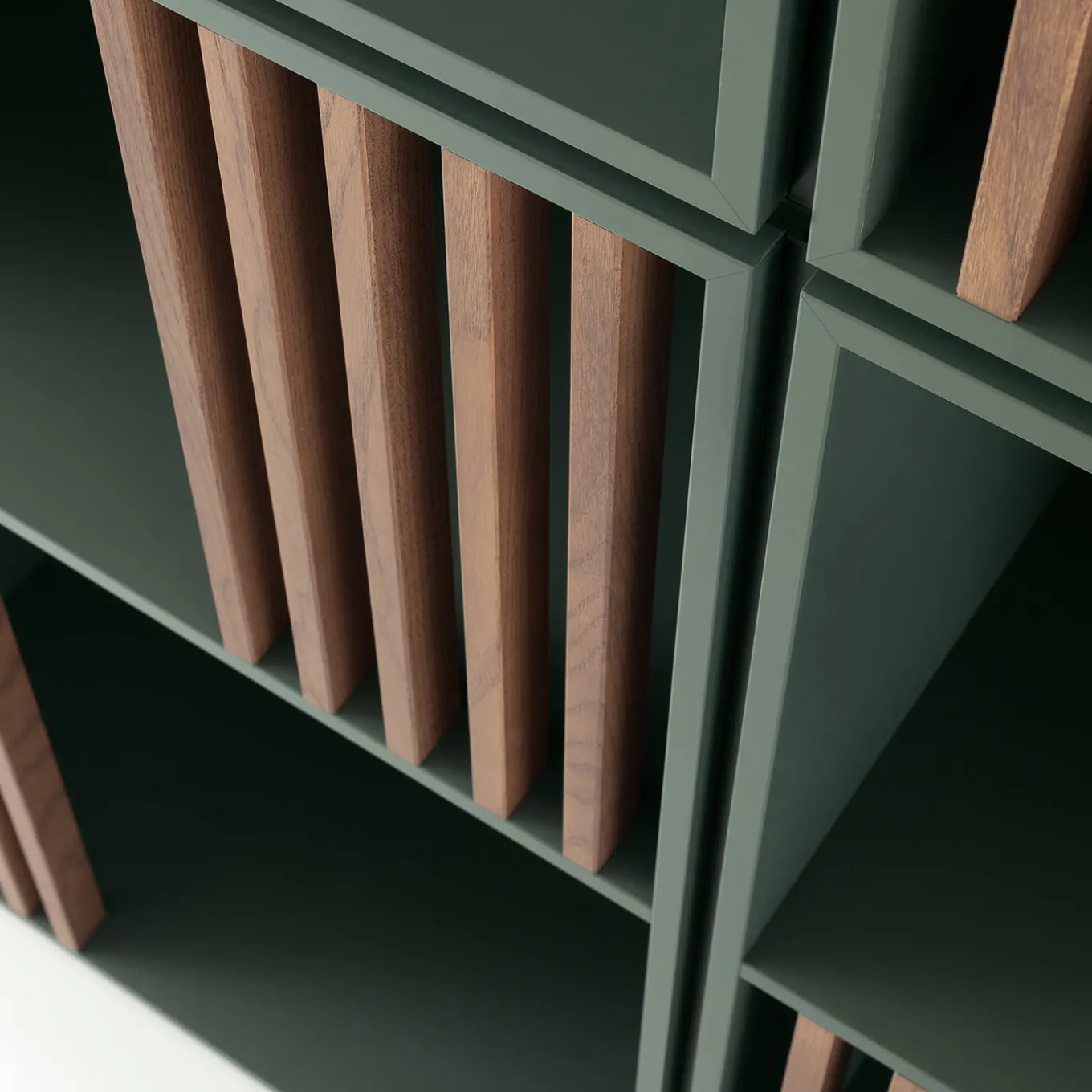 Mondrian Amazzonia Green Bookcase with Ash Wood Accents