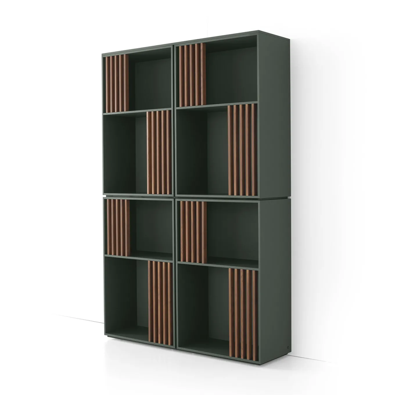 Mondrian Amazzonia Green Bookcase with Ash Wood Accents