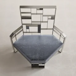 MoNDRIAN Medium Back Silver Brass Lounge Chair