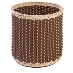 Monet Leather & Rattan Storage Basket