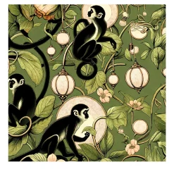 Monkey and Lanterns Wallpaper
