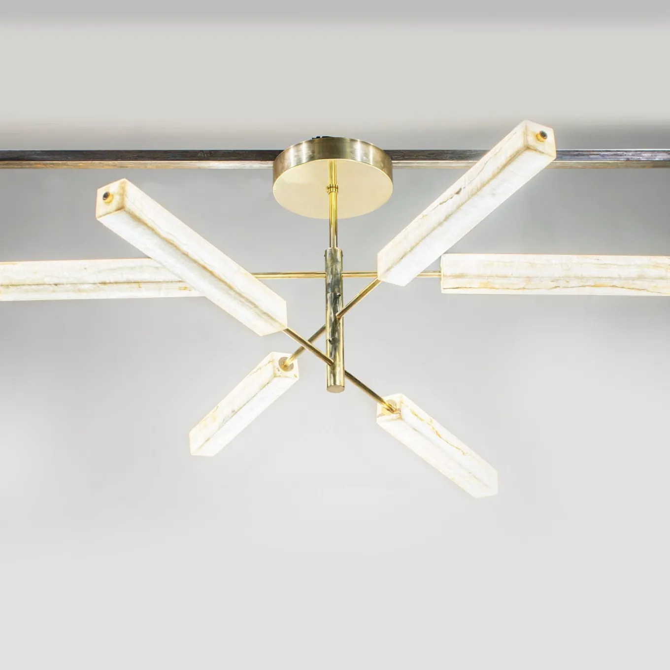 Monolite 6-Light Onyx & Brass Chandelier
