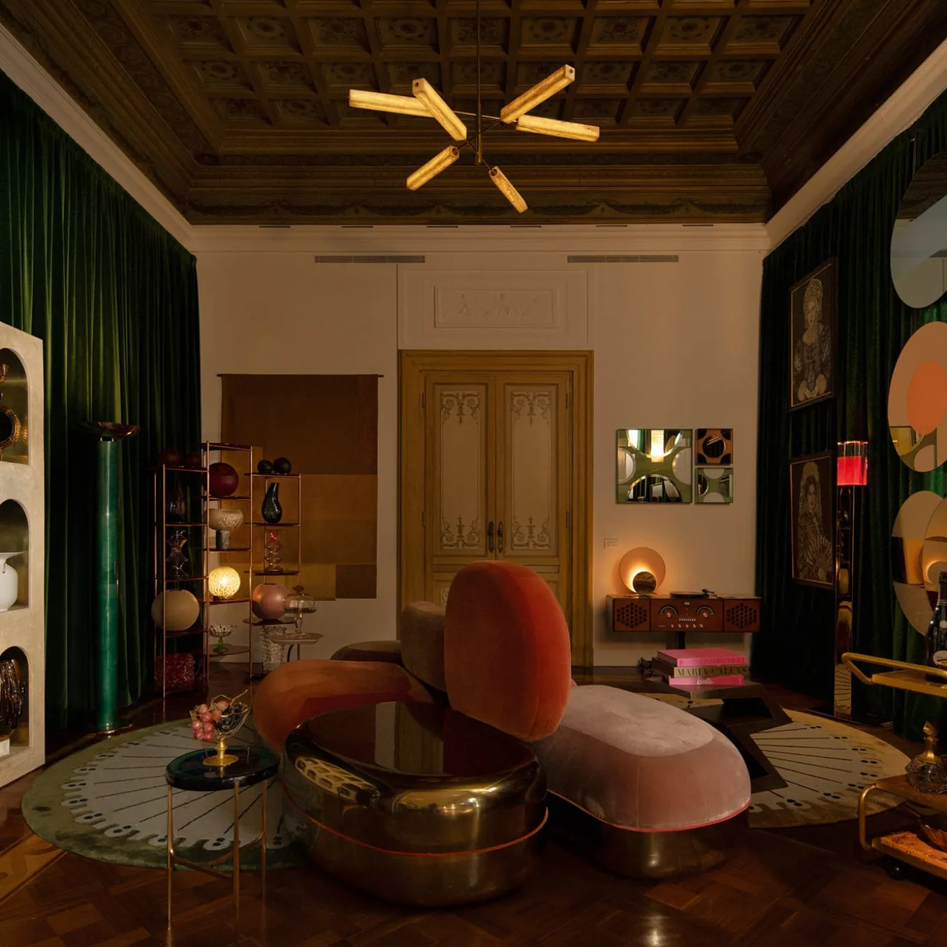 Monolite 6-Light Onyx & Brass Chandelier