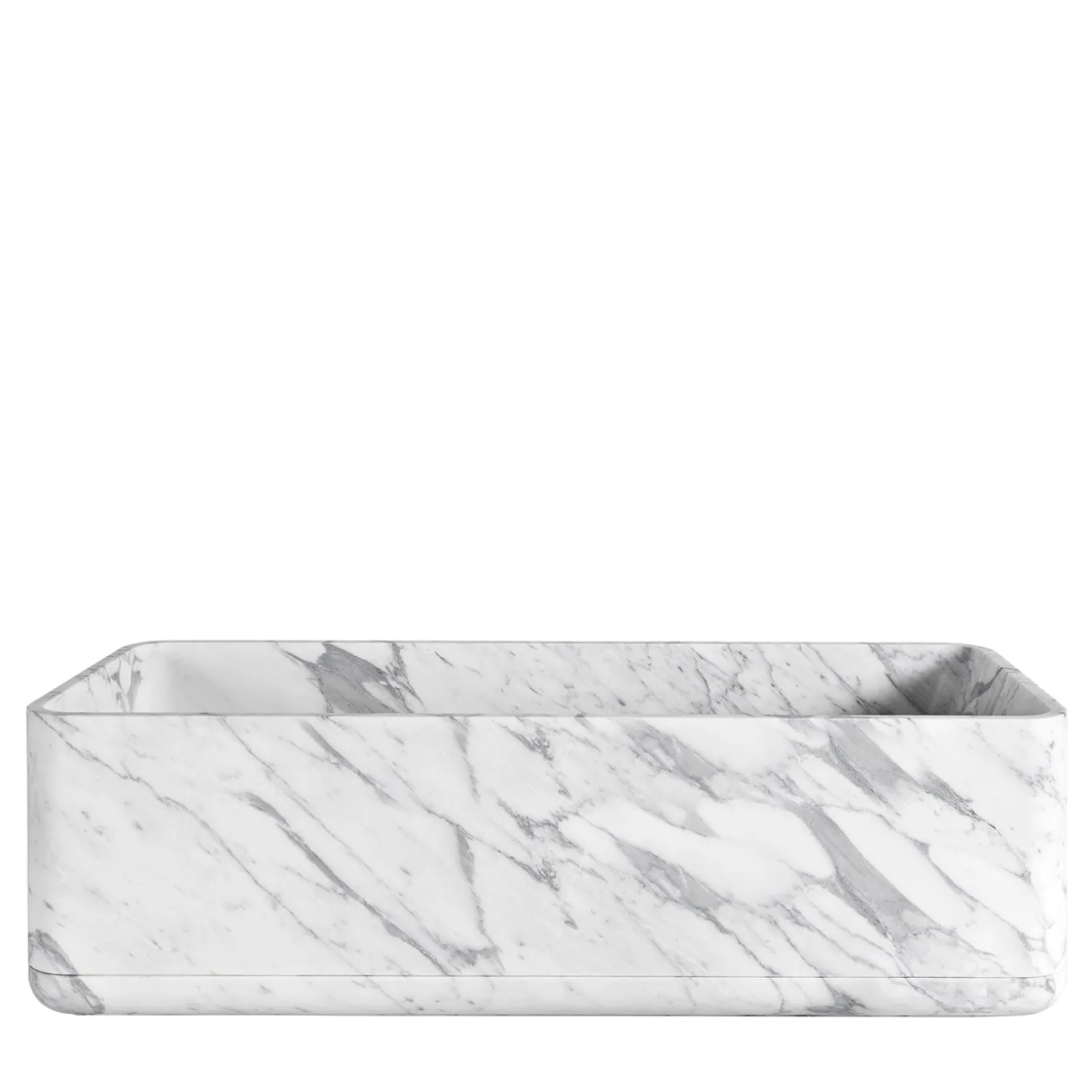 Monolithos Rectangular White Marble Bathtub
