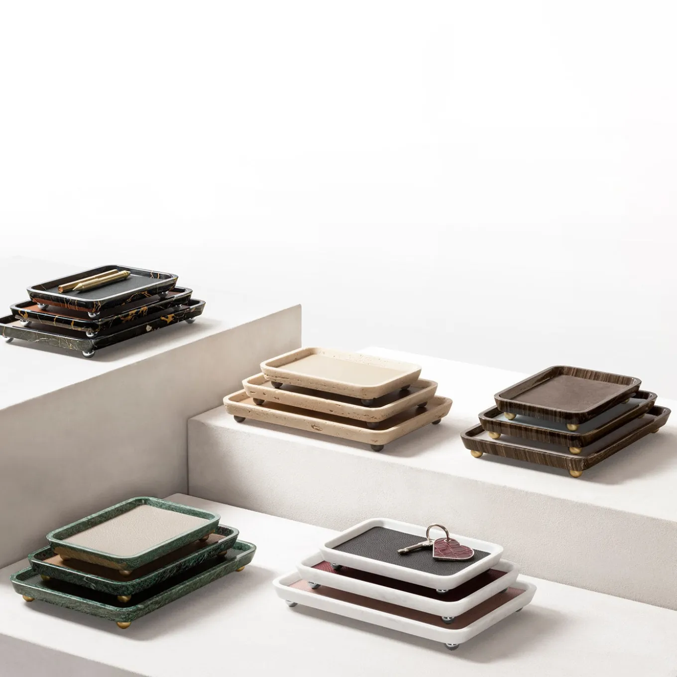 Monza Leather & Marble Rectangular Medium Valet Trays #2