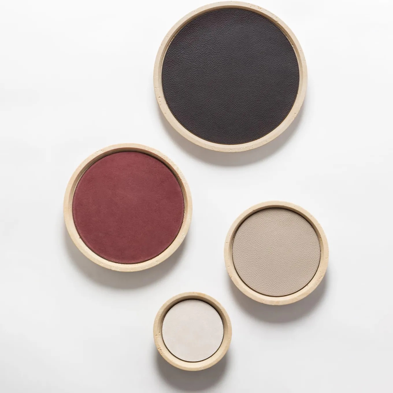 Monza Leather & Marble Round Small Valet Trays #4