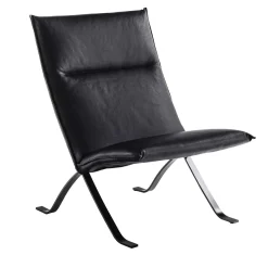 Mood Black Leather Chaise Longue