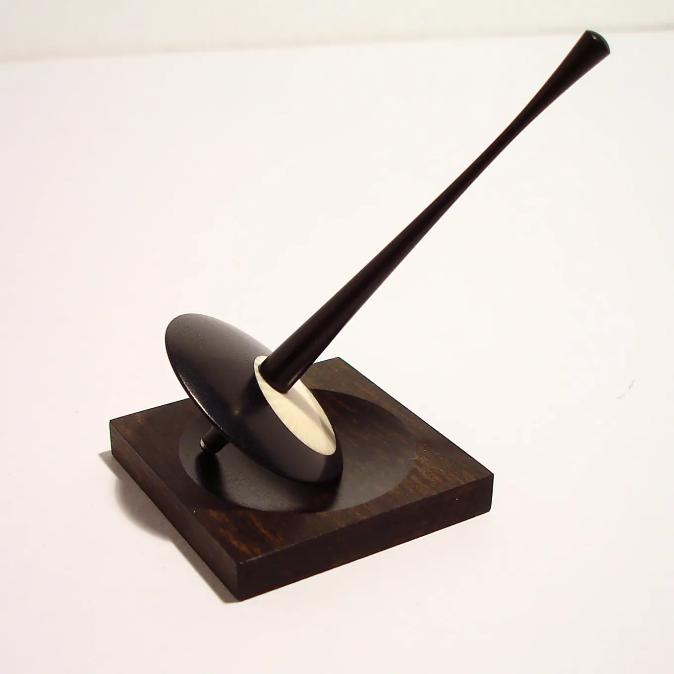 Moon Spinning Top in Ebony and Galalith