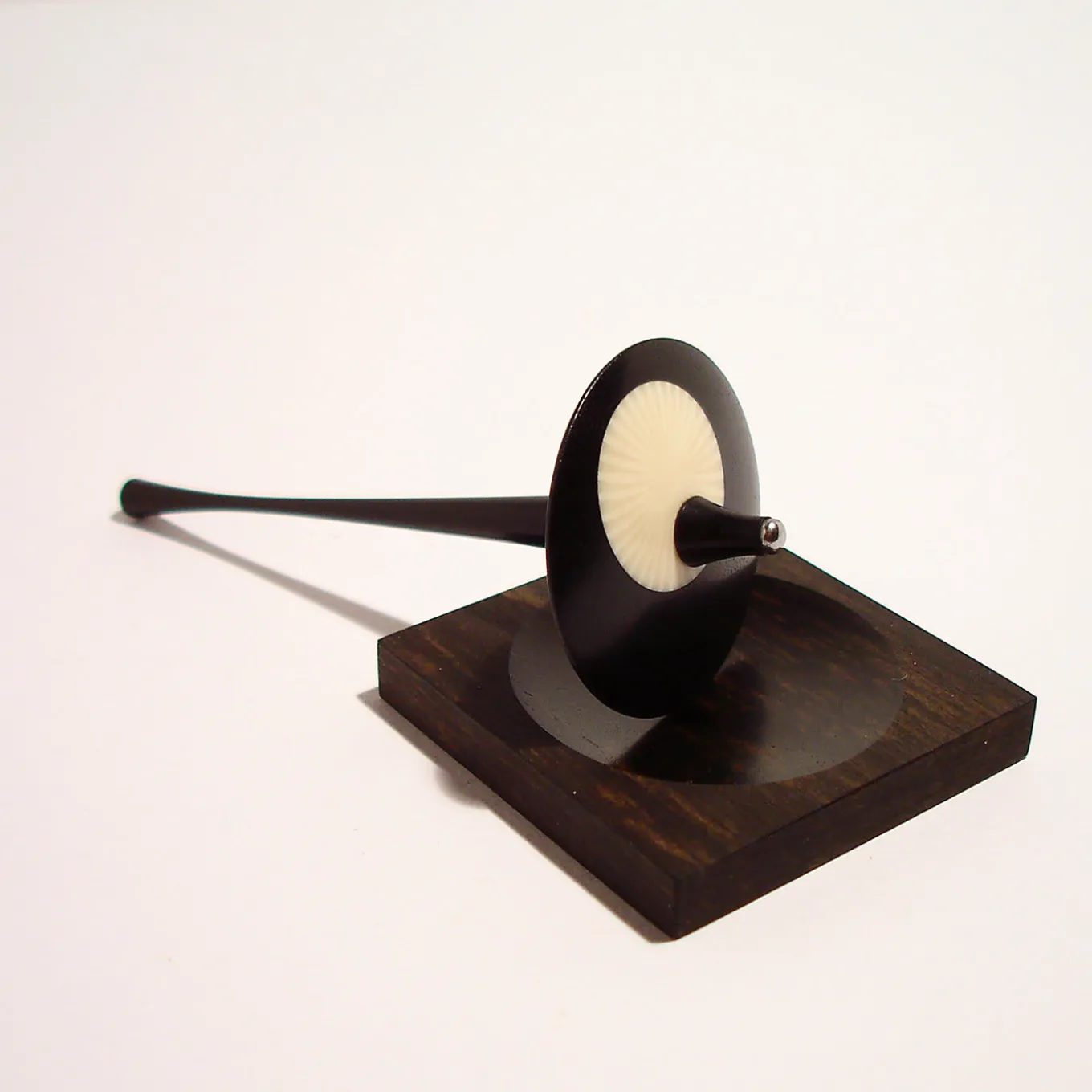 Moon Spinning Top in Ebony and Galalith