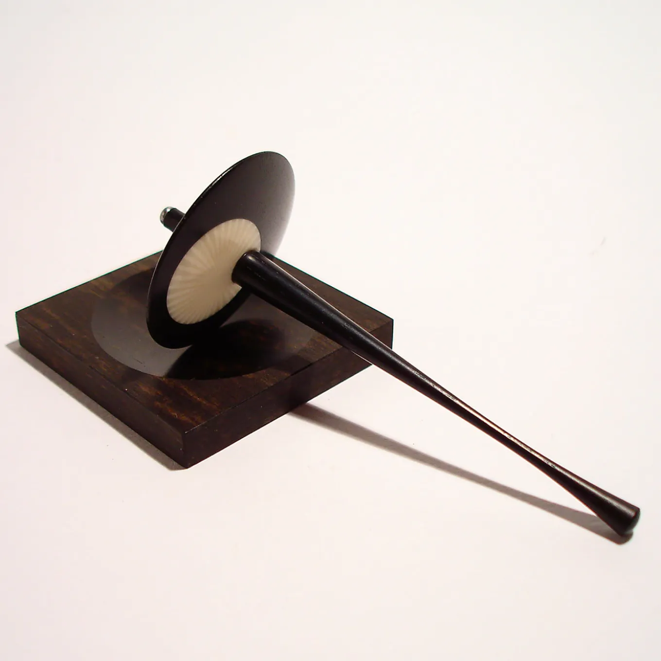 Moon Spinning Top in Ebony and Galalith