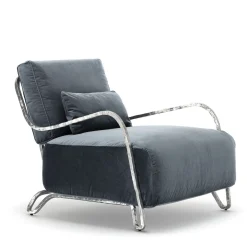 Moonlight Blue and Silver Low Armchair