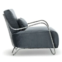 Moonlight Blue and Silver Low Armchair