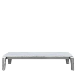 Moonlight Carrara Marble & Aluminum Outdoor Coffee Table