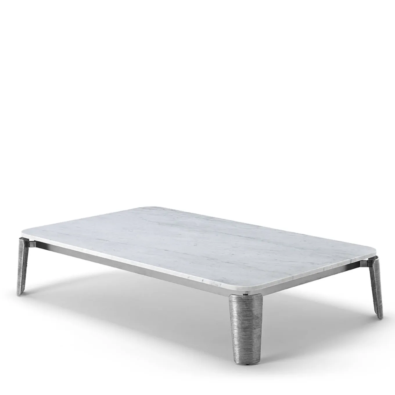 Moonlight Carrara Marble & Aluminum Outdoor Coffee Table