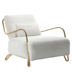 Moonlight White and Gold Low Armchair
