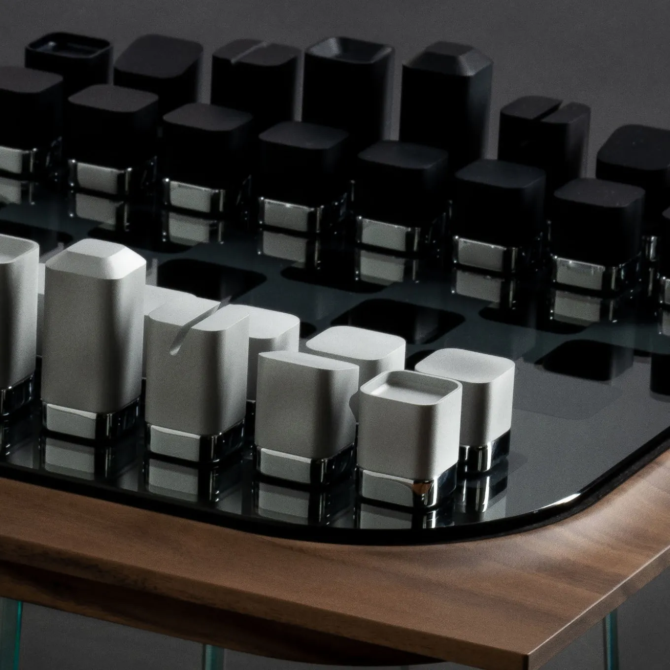 Mossa Wanut Wood Chess and Checkers Game Set