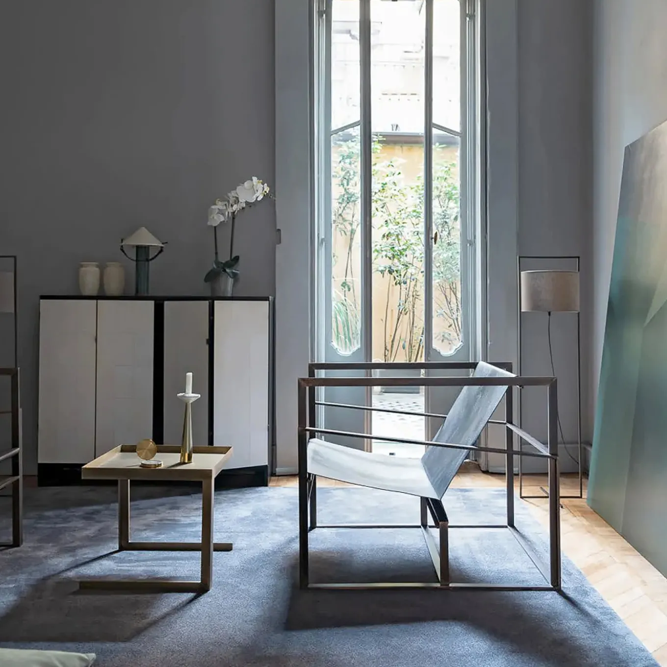 Ms. Chang Dark Oak And Leather-Parchment Cabinet