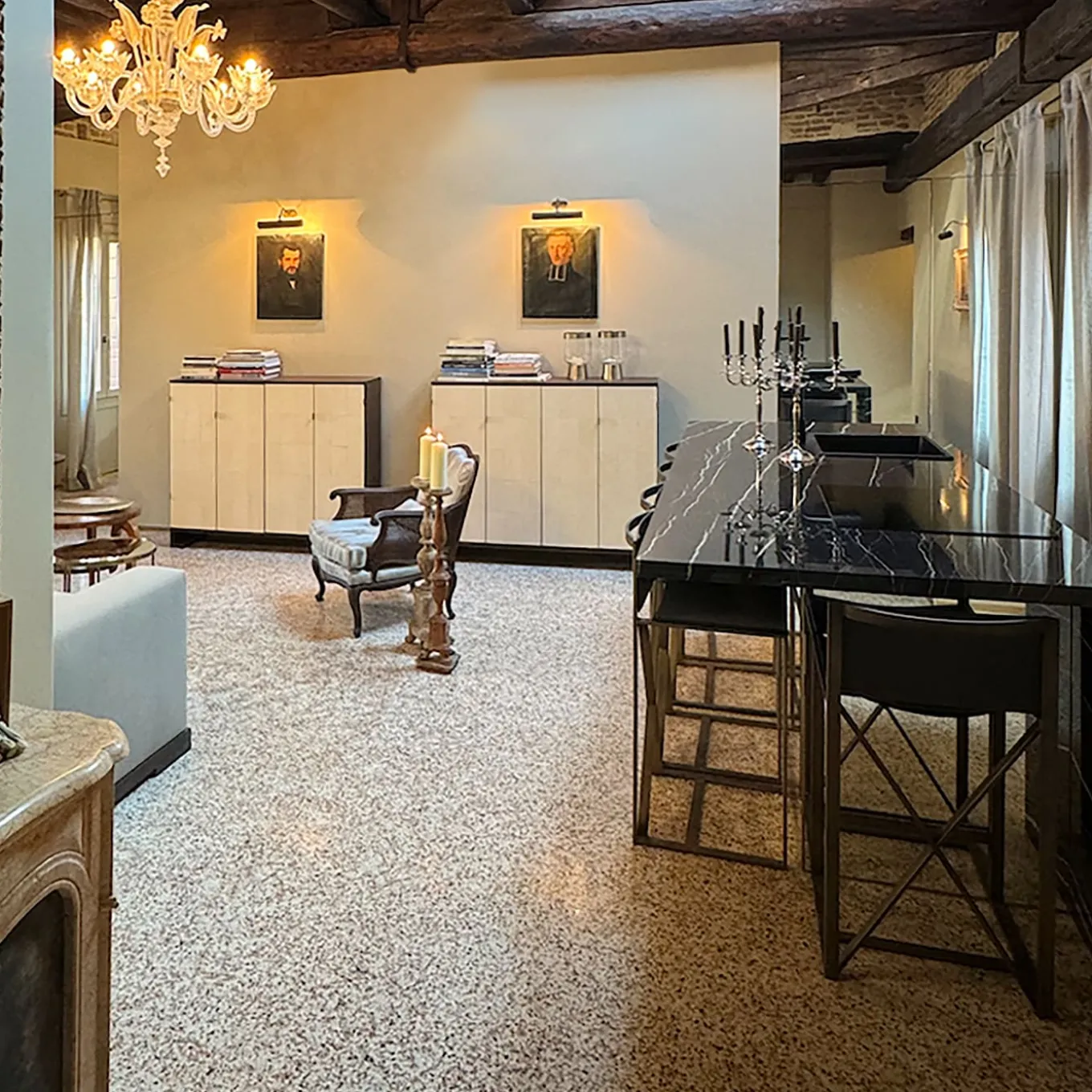 Ms. Chang Dark Oak And Leather-Parchment Cabinet