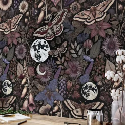 Multicolor Mystical Midnight Garden Wallpaper