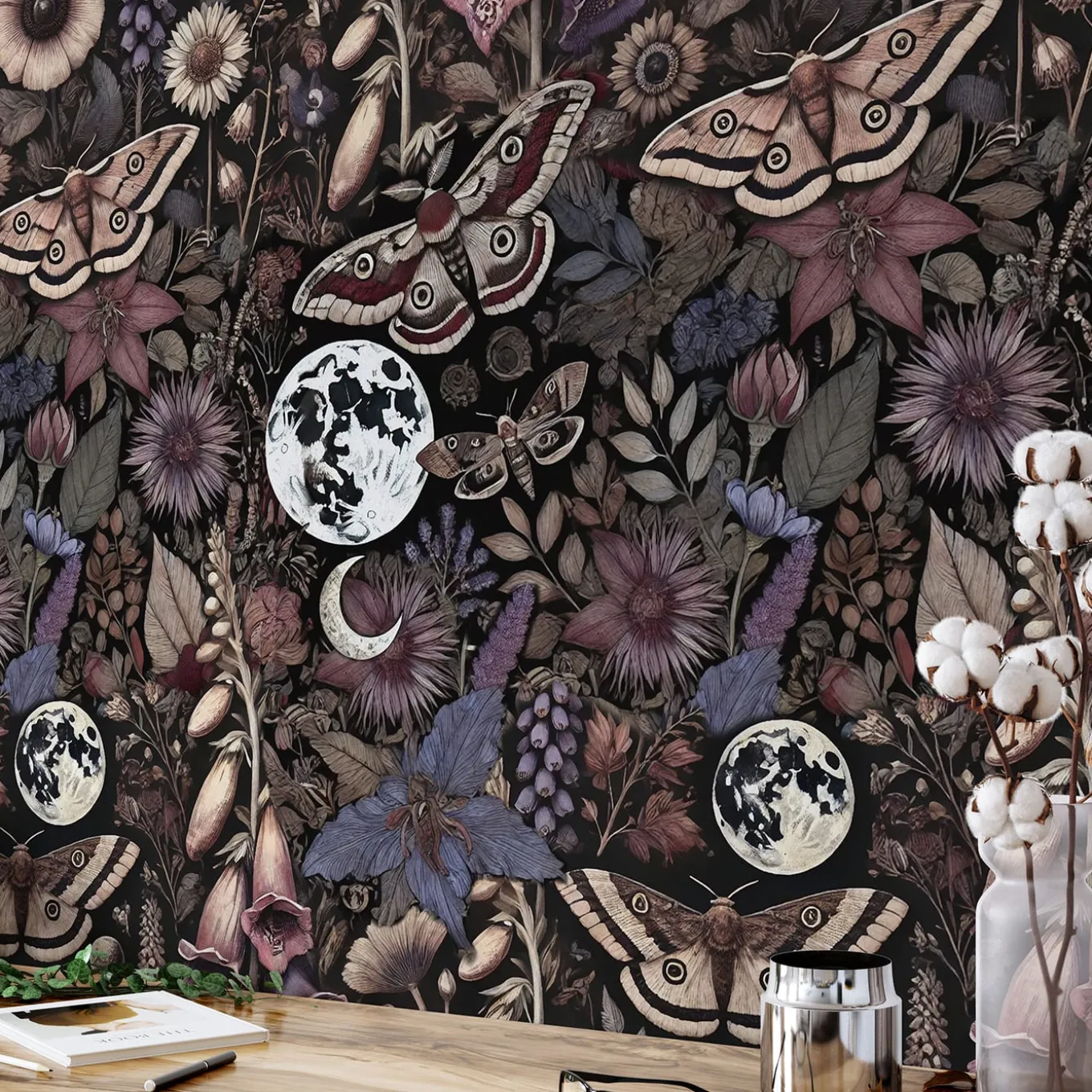 Multicolor Mystical Midnight Garden Wallpaper