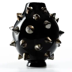 Murano Black Glass Vase-Sculpture