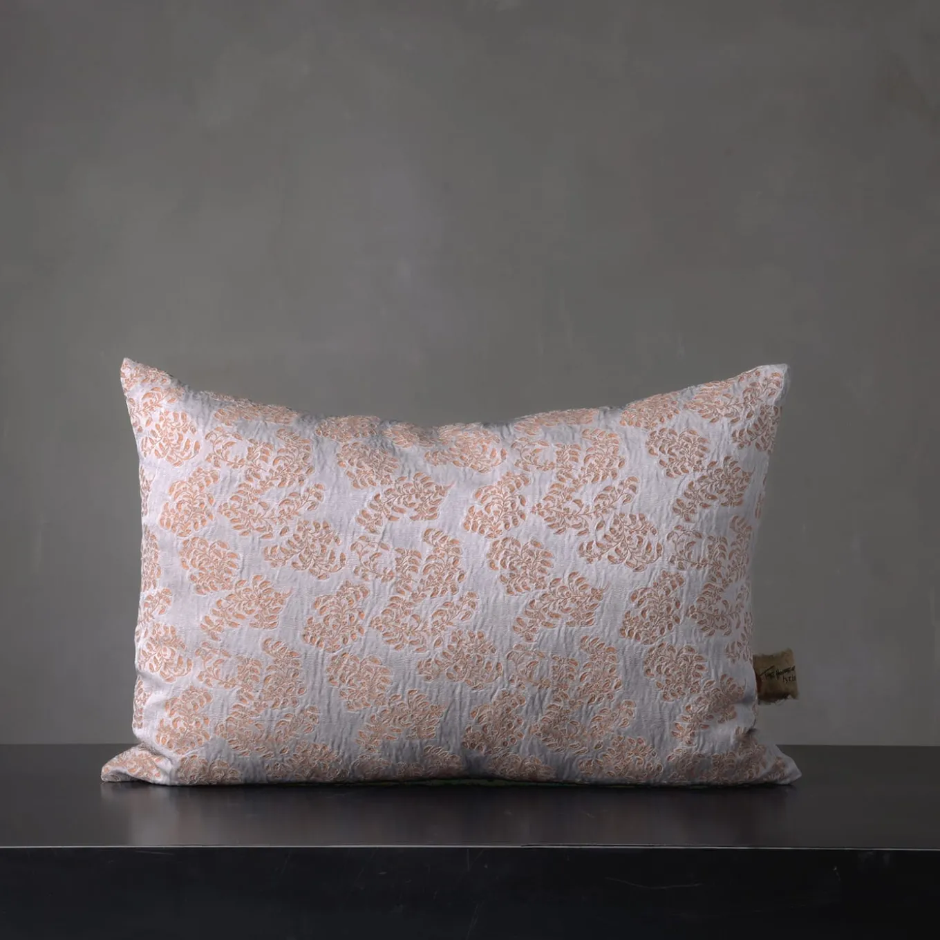 Murcia Rectangular Floral Silvery & Brown Jacquard Cushion